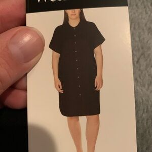 New Well Worn Women’s Linen Blend Casual Pockets Dress, Black, Size XL